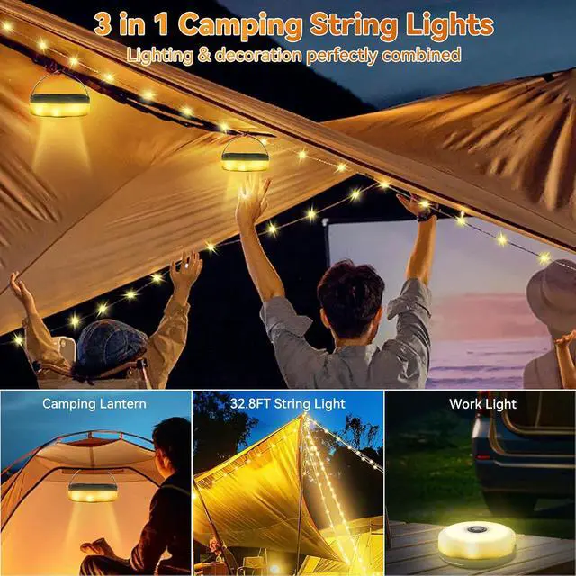 Alt view image 2 of 7 - ELUTENG Solar String Lights Outdoor 33ft Rechargeable Waterproof Portable Magnetic Fairy String Light with 5 Lighting Modes Multifunction Sun Powered Camping Lights 10m for Outdoor, Camping, Garden