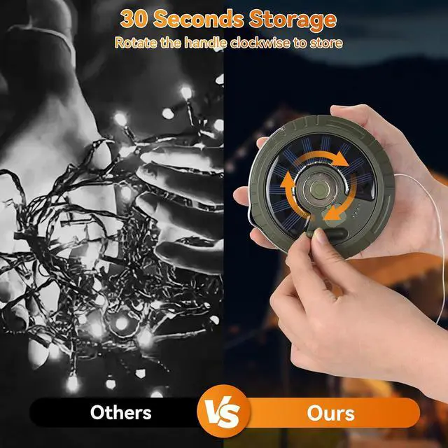 Alt view image 5 of 7 - ELUTENG Solar String Lights Outdoor 33ft Rechargeable Waterproof Portable Magnetic Fairy String Light with 5 Lighting Modes Multifunction Sun Powered Camping Lights 10m for Outdoor, Camping, Garden