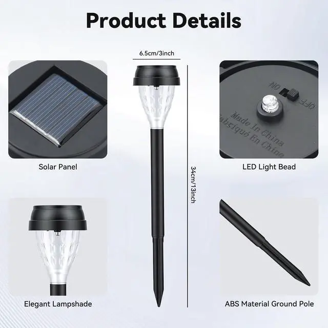 Alt view image 5 of 7 - ELUTENG 8 Pack Solar Lights Color Changing Outdoor Waterproof Wireless Decorative Solar Garden Stake Light Auto On Off Cozy Glow Yard Lights Sun-Powered for Yard Landscape, Pathway, Lawn, Outside Deco