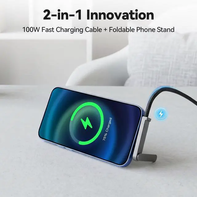 Alt view image 4 of 6 - ELUTENG USB C to HDMI Cable 6.6ft with Invisible Holder 8K@60Hz Type C to HDMI Adapter Cables Durable Nylon Braided Stand Data Cord for Computers, Televisions, Monitors, Projectors