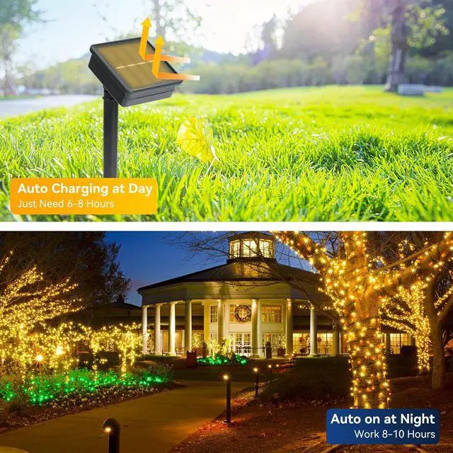 Alt view image 3 of 7 - ELUTENG Outdoor String Lights 100 LED 39.4FT Solar Lights Outdoor Waterproof with 8 Lighting Modes Decorative Butterfly Solar Powered Patio Lights for Garden Yard Balcony Porch Wedding Party Decor