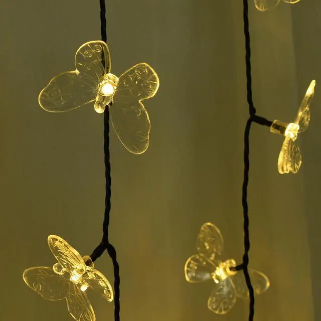 Alt view image 7 of 7 - ELUTENG Outdoor String Lights 100 LED 39.4FT Solar Lights Outdoor Waterproof with 8 Lighting Modes Decorative Butterfly Solar Powered Patio Lights for Garden Yard Balcony Porch Wedding Party Decor