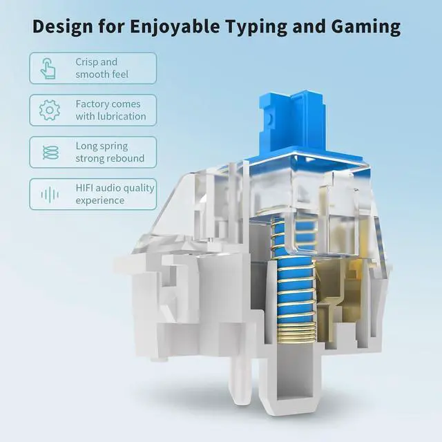 Alt view image 4 of 7 - ELUTENG 110 PCS Switch Replacement 3 PIN Mechanical Keyboard Switches, Clicky, Accurate Typing, Dustproof,Universal Replacement Parts for Office and Gaming (Blue)