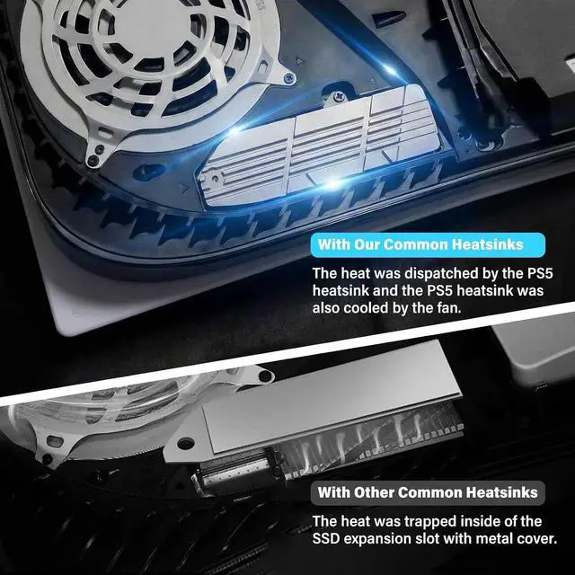 Alt view image 4 of 7 - ELUTENG Heatsink SSD PS5 with 4 Thermal Pads PS5 SSD Heatsink Cover NVME PS5 2 in 1 Heatsink for PS5 Aluminum M.2 2280 SSD Cooling Mounting Post Kit Heat Sink for PS5 Computer Gaming PC Use(Black