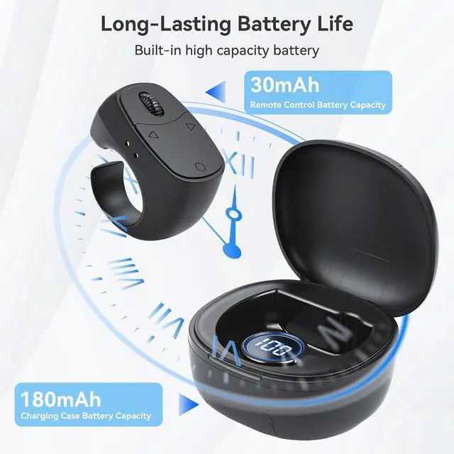 Alt view image 6 of 7 - ELUTENG Ring Remote Control Page Turner, Kindle Paperwhite Compatible Remote Page Turner, Kindle Holder with Remote Page Turner for eBook Reading & Selfies (Black)