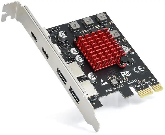 Main image of ELUTENG 4 Ports USB 3.1 PCIE Expansion Card (2 USB-A & 2 Type-C Ports) Superspeed PCI Express Expansion Card USB Card for Desktop PC Support Windows 11/10/8/7/XP/Vista, Self-Powered Supply