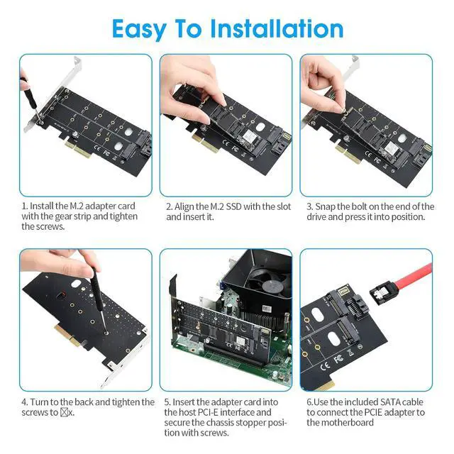 Alt view image 5 of 7 - ELUTENG Dual M.2 PCIE Adapter NVME/NGFF to PCIE X4 Expansion Card 32Gbps PCIE NVME SSD Adapter Compatible with B-Key/M-Key/B&M Key for 2230 2242 2260 2280 22110 SSD