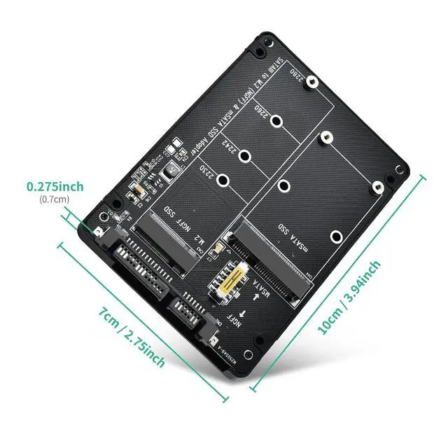 Alt view image 6 of 7 - ELUTENG M.2 to SATA Adapter - 2 in 1 Converter for MSATA/M.2 NGFF SSD to 2.5" SATA III, Supports B&M Key, Not for M Key