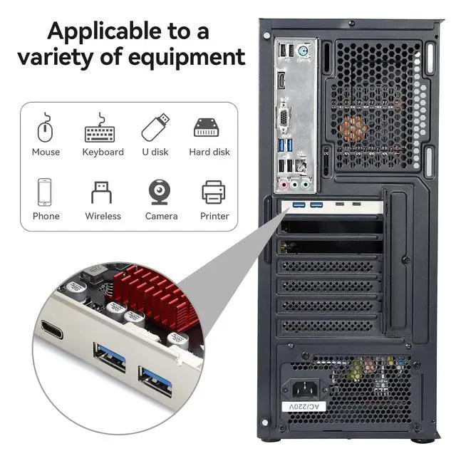 Alt view image 6 of 7 - ELUTENG 4 Ports USB 3.1 PCIE Expansion Card (2 USB-A & 2 Type-C Ports) Superspeed PCI Express Expansion Card USB Card for Desktop PC Support Windows 11/10/8/7/XP/Vista, Self-Powered Supply