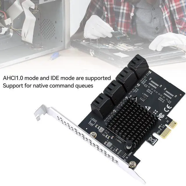 Alt view image 4 of 7 - ELUTENG 8-Port PCIe to SATA 3.0 Expansion Card SATA 6Gb/s SA3108J Chipset: ASM1064 + JMB575 X1 Slot 8-Port SATAs III Expansion Controller Card Adapter Includes 2 Screws and a Screwdriver