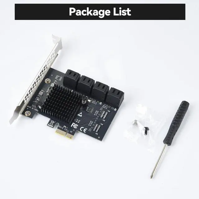 Alt view image 7 of 7 - ELUTENG 8-Port PCIe to SATA 3.0 Expansion Card SATA 6Gb/s SA3108J Chipset: ASM1064 + JMB575 X1 Slot 8-Port SATAs III Expansion Controller Card Adapter Includes 2 Screws and a Screwdriver