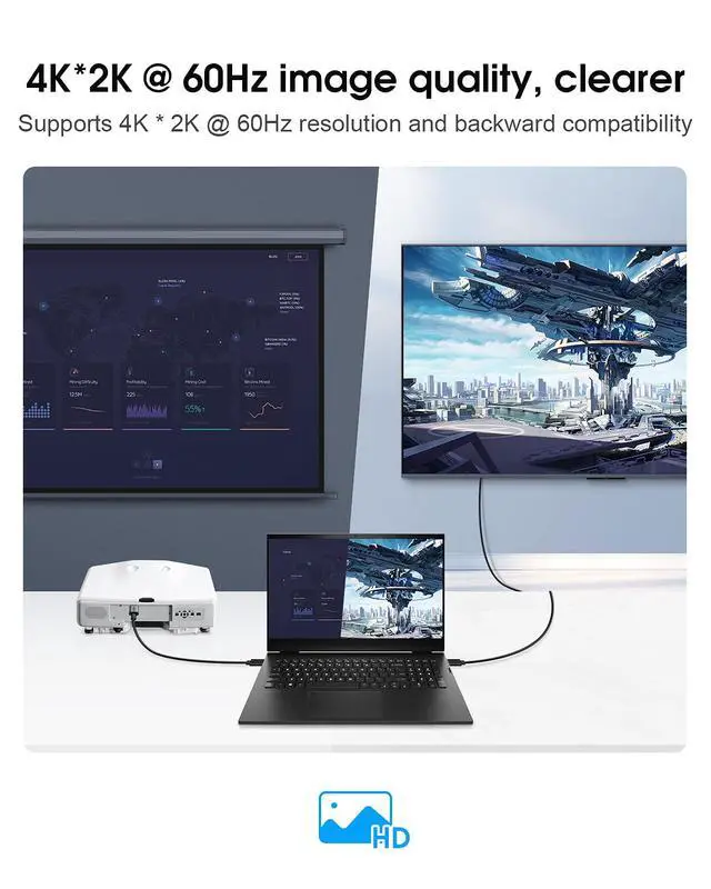 Alt view image 4 of 7 - ELUTENG USB C to HDMI Adapter (Not USB to HDMI) Female to Male Converter Uni-Directional USBC/Thunderbolt 3 to HDMI 2.0 Adapter 4K@60Hz Source to Display Connector