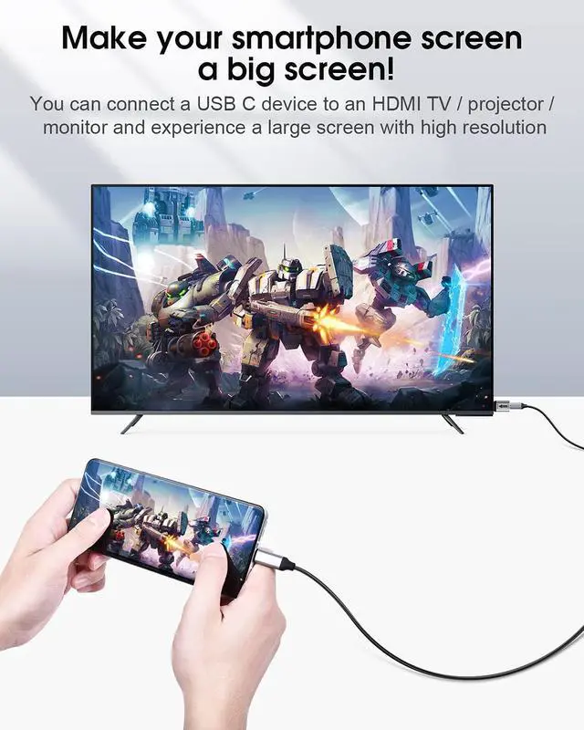 Alt view image 6 of 7 - ELUTENG USB C to HDMI Adapter (Not USB to HDMI) Female to Male Converter Uni-Directional USBC/Thunderbolt 3 to HDMI 2.0 Adapter 4K@60Hz Source to Display Connector