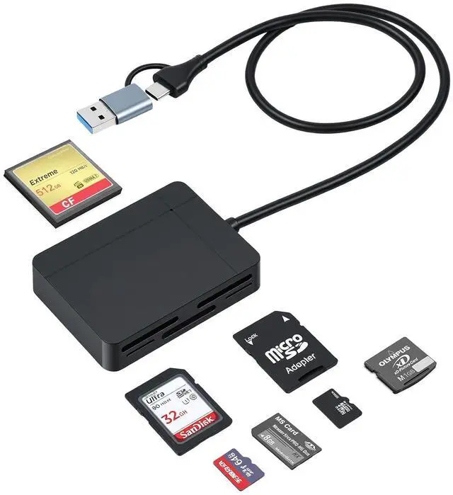 Main image of ELUTENG Multi Memory Card Reader USB/Type C 7in1 USB3.0 5Gbps SD Cards Adapter 1.6ft MicroSD MS SD CF XD Simultaneously Camera Memory Hub 0.5m for DSLR, MacBook, iPad, Laptop, Windows Devices