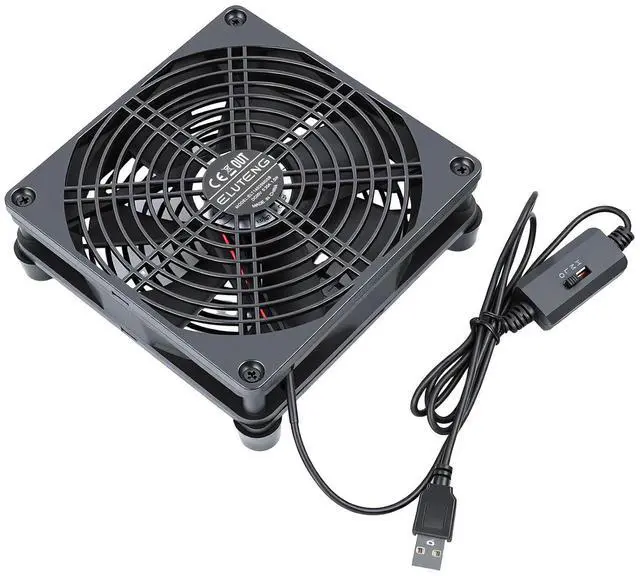 Main image of ELUTENG 120mm USB Cooling Fan | 3 Adjustable Speed Settings, Double-Sided Metal Grille, Hydraulic Design, Quiet Operation, High-Airflow