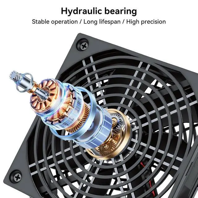 Alt view image 2 of 7 - ELUTENG 120mm USB Cooling Fan | 3 Adjustable Speed Settings, Double-Sided Metal Grille, Hydraulic Design, Quiet Operation, High-Airflow