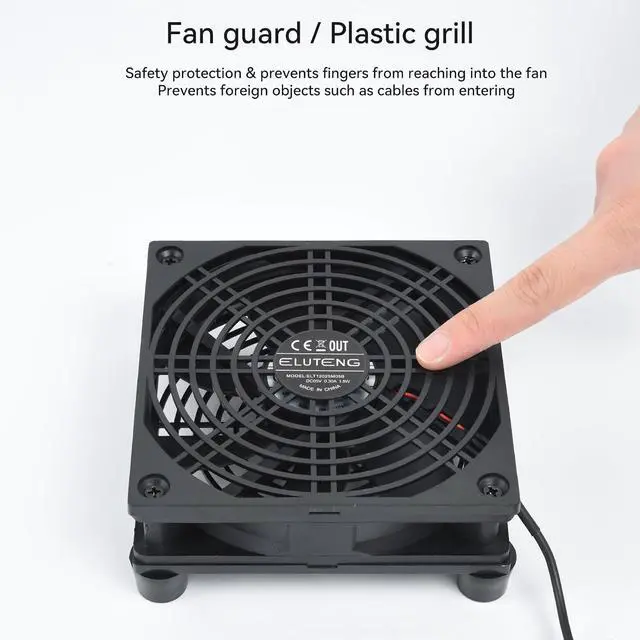 Alt view image 5 of 7 - ELUTENG 120mm USB Cooling Fan | 3 Adjustable Speed Settings, Double-Sided Metal Grille, Hydraulic Design, Quiet Operation, High-Airflow