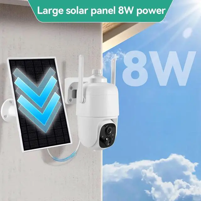 Alt view image 2 of 7 - ELUTENG 2 Pack 5W 5V Solar Panel Charger for Security Camera, 16ft/5M Cable, IP65 Waterproof, 360° Adjustable Metal Wall Mount, Outdoor USB Solar Panel for Rechargeable Battery Camera