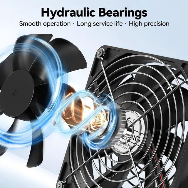 Alt view image 4 of 7 - ELUTENG 80mm USB Cooling Fan 5V with Variable Speed Control 2000-4000RPM USB Computer Fans Quiet Metal Grill 7 Blade Hydraulic PC Cooling Ventilator 8cm for PC, TV Box, DVR, Xbox, PS5, Cabinet
