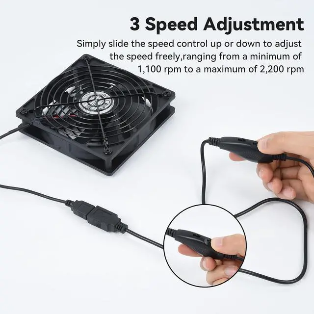 Alt view image 3 of 7 - ELUTENG 80mm USB Cooling Fan 5V with Variable Speed Control 2000-4000RPM USB Computer Fans Quiet Metal Grill 7 Blade Hydraulic PC Cooling Ventilator 8cm for PC, TV Box, DVR, Xbox, PS5, Cabinet