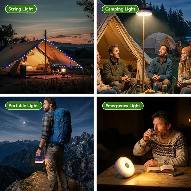 Alt view image 7 of 7 - ELUTENG 72ft Solar String Lights Camping Rechargeable Portable Waterproof Solar Outdoor String Light with 5 Lighting Modes Remote Control Sun Powered Fairy Lights 22m for Outdoor, Camping, Patio, Yard