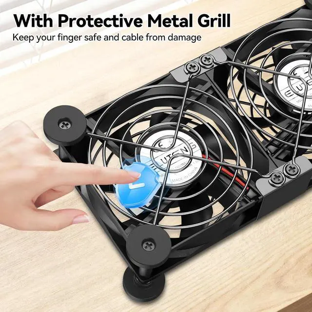 Alt view image 5 of 7 - ELUTENG 80mm Dual Cooling Fan with Temperature Controller | Quiet USB Blower, 3 Adjustable High Speed Max 2750RPM, USB Port Heatsink Ventilator, 8 Silicone Pads