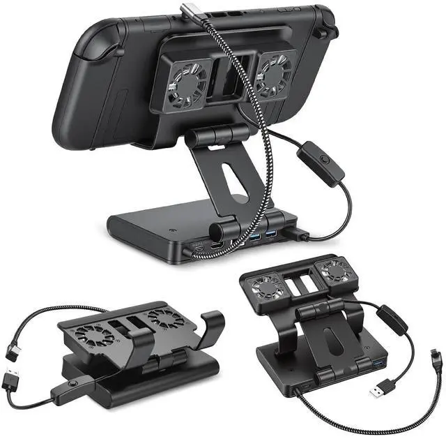 Main image of ELUTENG 6-in-1 Steam Deck Docking Station Dual 6000RPM Cooling Fans PD100W HDMI 2.1 4K@144Hz HDR 10-Bit USB 3.1 Gen1 x3 Gigabit Ethernet Gaming Cooling Dock Hub for ROG Ally/MSI Claw/Switch 2
