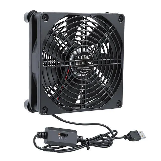 Main image of ELUTENG 80mm USB Cooling Fan | Hydraulic Bearing, 3 Adjustable Speed Settings, 5V Power, Metal Grille, Multi-Device Compatible