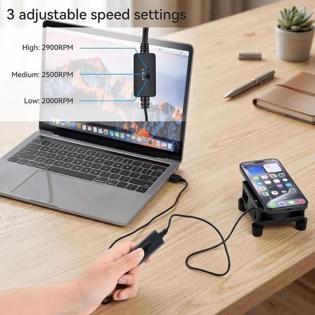 Alt view image 2 of 7 - ELUTENG 80mm USB Cooling Fan | Hydraulic Bearing, 3 Adjustable Speed Settings, 5V Power, Metal Grille, Multi-Device Compatible