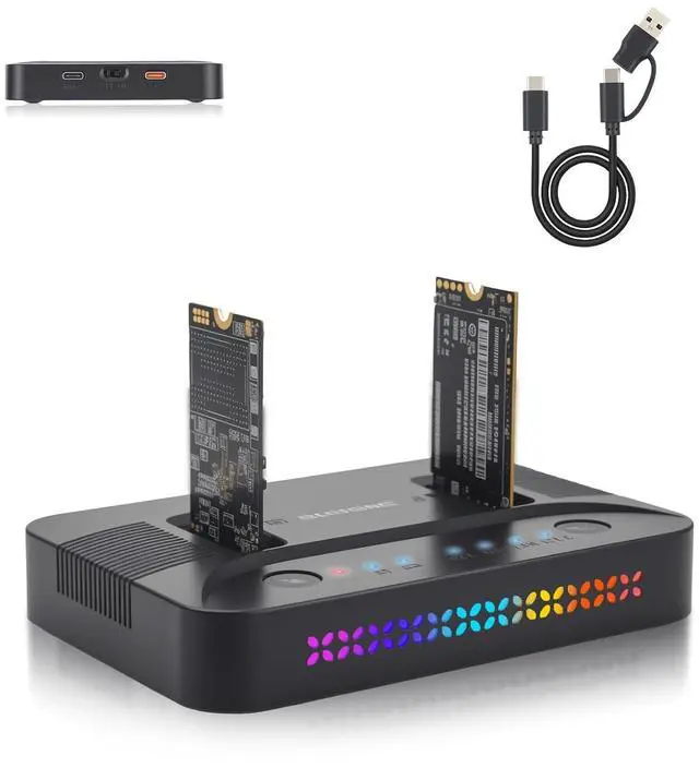 Main image of ELUTENG Dual-Bay Dual-Protocol Hard Disk Copy/Clone Type-C Mobile Hard Disk Base Tool-Free 10Gbps Speed USB 3.1 Includes 9210CDP Chip with 2-in-1 Wire
