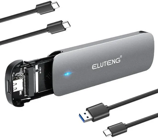 Main image of ELUTENG M.2 NVMe SATA SSD Enclosure, USB 3.2 Gen 2 10Gbps,M2 SSDs Reader Adapter Tool-Free Dual Protocol M-Key/B+M Key External Adapter, Aluminum Case