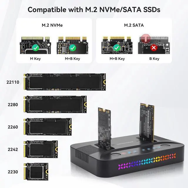 Alt view image 2 of 7 - ELUTENG Dual-Bay Dual-Protocol Hard Disk Copy/Clone Type-C Mobile Hard Disk Base Tool-Free 10Gbps Speed USB 3.1 Includes 9210CDP Chip with 2-in-1 Wire