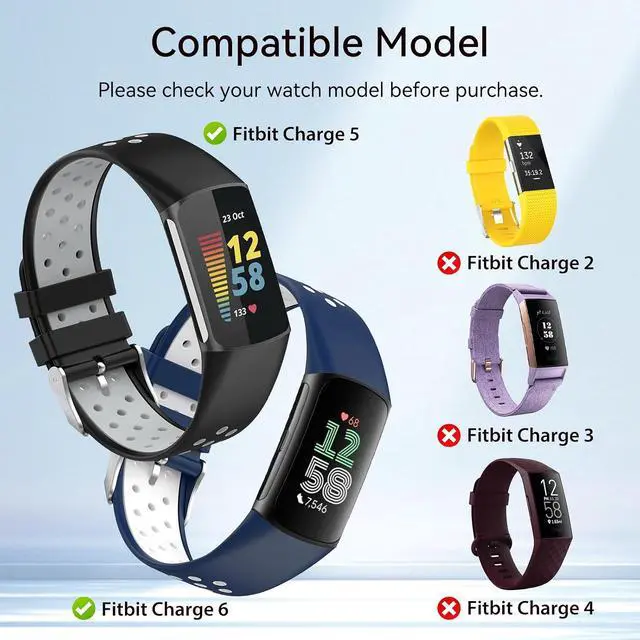 Alt view image 2 of 7 - ELUTENG 4 Pack Compatible with Fitbit Charge 5 Bands/Fitbit Charge 6 Bands for Women Men, Soft Breathable Replacement Sport Strap Waterproof Wristbands for Fitbit Charge 5/ Charge 6 Fitness Tracker