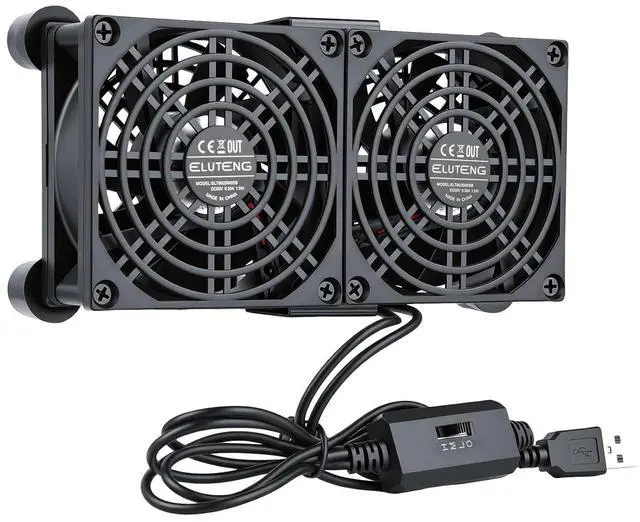Main image of ELUTENG 140mm USB Computer Cooling Fans Dual with 3 Speed Controller Quiet Mat USB Heatsink Fan Double Sided Metal Grill 14cm PC Cooling Ventilator for Router, Receiver, TV Box, DVR, Xbox
