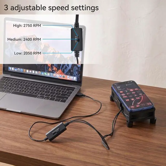 Alt view image 3 of 7 - ELUTENG 140mm USB Computer Cooling Fans Dual with 3 Speed Controller Quiet Mat USB Heatsink Fan Double Sided Metal Grill 14cm PC Cooling Ventilator for Router, Receiver, TV Box, DVR, Xbox