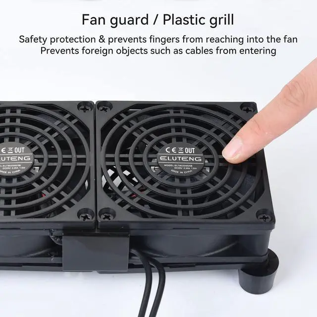 Alt view image 6 of 7 - ELUTENG 140mm USB Computer Cooling Fans Dual with 3 Speed Controller Quiet Mat USB Heatsink Fan Double Sided Metal Grill 14cm PC Cooling Ventilator for Router, Receiver, TV Box, DVR, Xbox