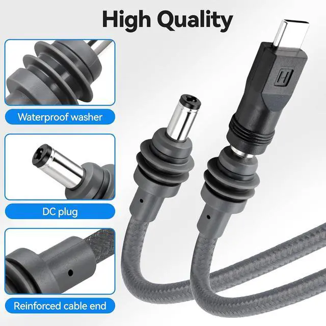 Alt view image 7 of 7 - ELUTENG 84w Starlink Mini DC Cable 8ft with DC to USB-C Adapter 12V 7A DC5521 Waterproof Braided Male to Male Power Cord Durable Plug and Play Star Link Mini Type C to DC Replacement Cables