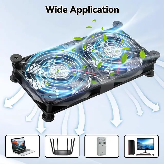 Alt view image 5 of 7 - ELUTENG Dual USB Computer Fan 120mm 3 Adjustable Speeds | 5V Type-C, Quiet Operation, For Router, Receiver, TV Box, DVR, Xbox, PS6, PS5, Cabinet
