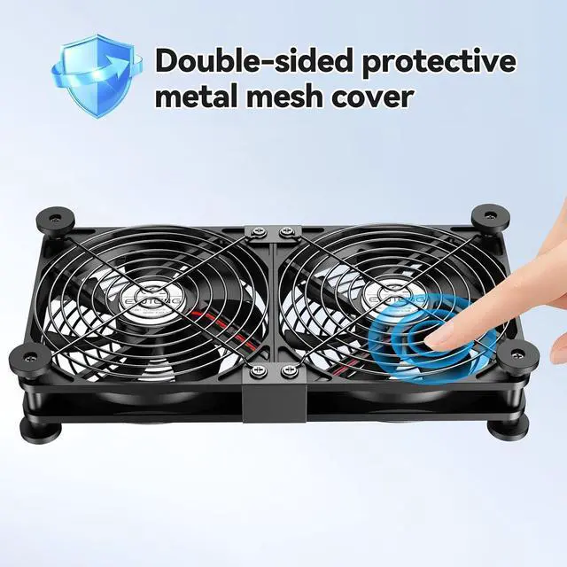 Alt view image 6 of 7 - ELUTENG Dual USB Computer Fan 120mm 3 Adjustable Speeds | 5V Type-C, Quiet Operation, For Router, Receiver, TV Box, DVR, Xbox, PS6, PS5, Cabinet