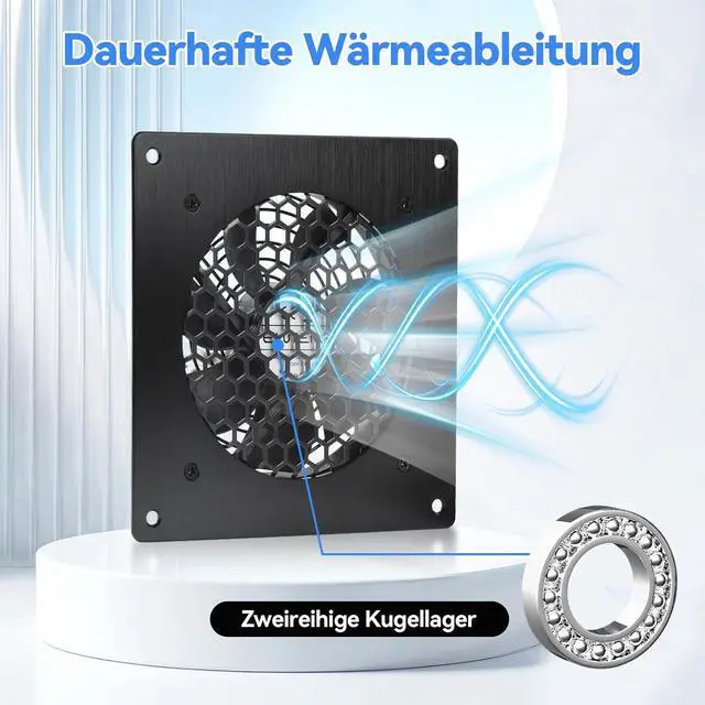 Alt view image 4 of 7 - ELUTENG 120mm USB Cabinet Fan with Digital Thermostat Controller & 3 Speed Adjustable Cabinets Cooling Fans Aluminium Panel USB Computer Ventilator for AV Enclosure, Electrical Box, Home Theater, PC