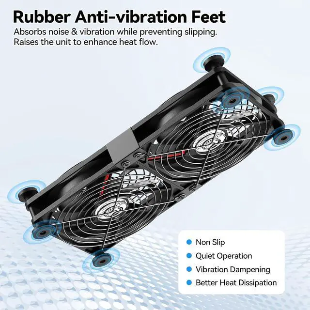 Alt view image 7 of 7 - ELUTENG Dual USB Computer Fan 120mm 3 Adjustable Speeds | 5V Type-C, Quiet Operation, For Router, Receiver, TV Box, DVR, Xbox, PS6, PS5, Cabinet