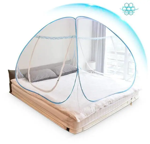 Main image of Mosquito Net Pop Up with Net Bottom Ultra Large Bed Canopy Tent Portable with 2 Entries Folding Design Bed Netting for Bedroom, Camping, 79 x71x59 inch
