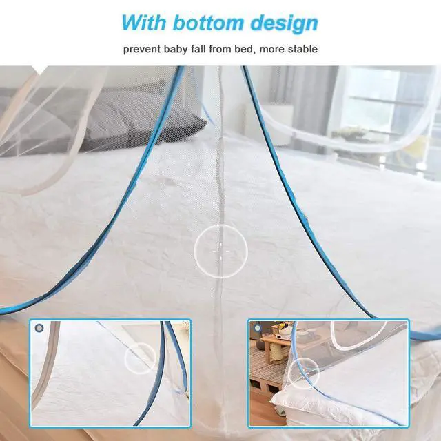 Alt view image 2 of 7 - Mosquito Net Pop Up with Net Bottom Ultra Large Bed Canopy Tent Portable with 2 Entries Folding Design Bed Netting for Bedroom, Camping, 79 x71x59 inch