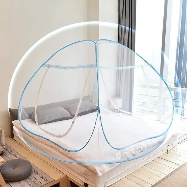 Alt view image 4 of 7 - Mosquito Net Pop Up with Net Bottom Ultra Large Bed Canopy Tent Portable with 2 Entries Folding Design Bed Netting for Bedroom, Camping, 79 x71x59 inch