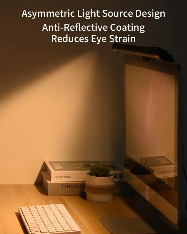 Alt view image 3 of 7 - ELUTENG 50CM Screen Clip Light with Double-Sided Adhesive Pad Aluminum Alloy Asymmetric Light Source Touch Control Dimmable Color Sedentary Reminder Eye-Caring Desk Lamp for Home Office Study