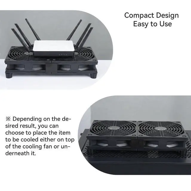Alt view image 2 of 7 - ELUTENG USB Powered Fan 120mm Dual with Quiet Mat USB Cooling Fans Row Mounted 3 Adjustable Speeds PC Case Ventilator 12cm for Router, Receiver, TV Box, DVR, Xbox, PS6, Cabinet