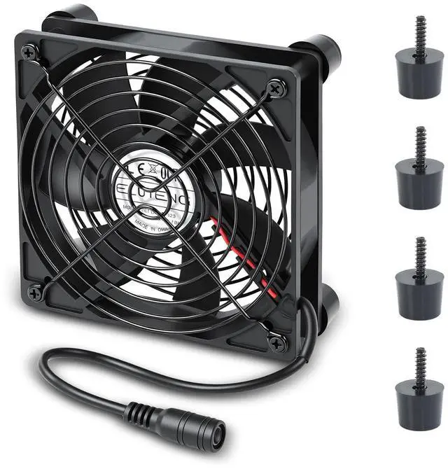 Main image of ELUTENG 120mm DC Fan 12V with 4 Quite Mats Computer Fans Max 1700RPM Speed 2A Adapter Not Included PC Cooling Ventilator Metal Grill for Router, Receiver, DVR, Xbox, PS5, Cabinet
