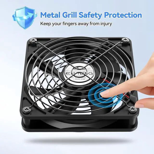 Alt view image 4 of 7 - ELUTENG 120mm DC Fan 12V with 4 Quite Mats Computer Fans Max 1700RPM Speed 2A Adapter Not Included PC Cooling Ventilator Metal Grill for Router, Receiver, DVR, Xbox, PS5, Cabinet