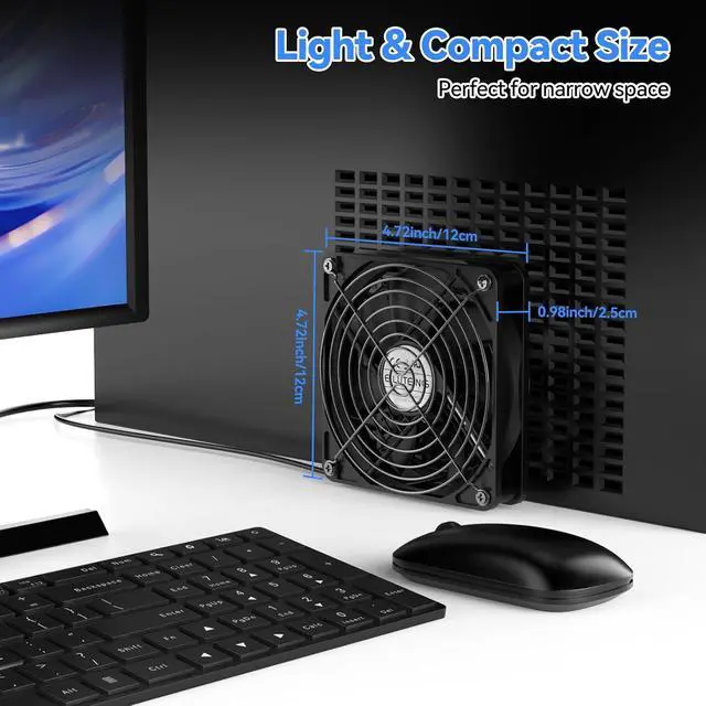 Alt view image 5 of 7 - ELUTENG 120mm DC Fan 12V with 4 Quite Mats Computer Fans Max 1700RPM Speed 2A Adapter Not Included PC Cooling Ventilator Metal Grill for Router, Receiver, DVR, Xbox, PS5, Cabinet