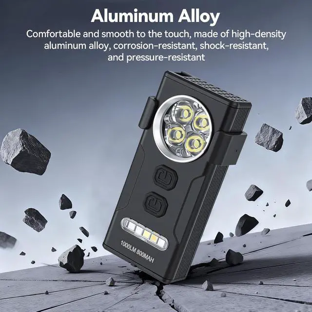 Alt view image 6 of 7 - ELUTENG Hat Lights Clip on 1000 Lumens Waterproof EDC Flashlight Rechargeable USBC-Charging Magnetic Flashlight for Outdoor, Car Repairing, Running, Emergency
